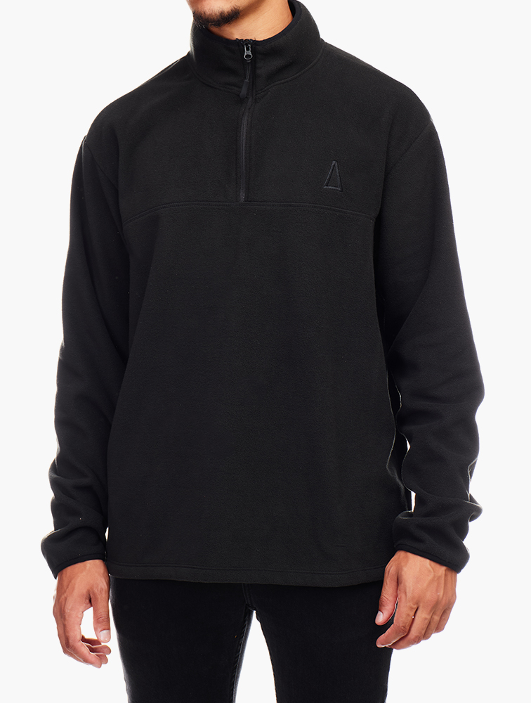 MyRunway | Shop Sneaker Factory Black Sneaker Factory 1/4 Zip Crew